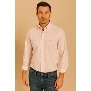 Vineyard Vines whale XL light pink striped long sleeve work button up preppy